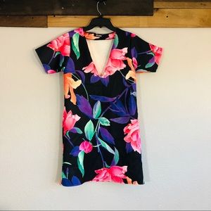 Missguided scuba dress floral print size 4